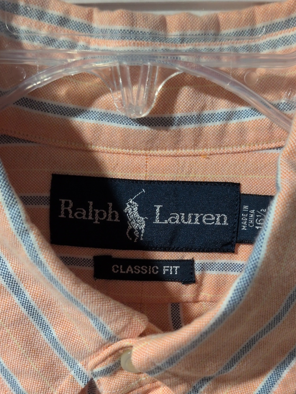 Ralph Lauren Peach Stripe Classic Fit Button-Down Shirt
